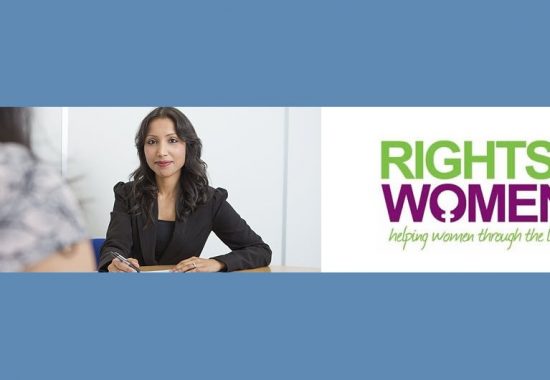 An image of Dee Aktar, a family lawyer at Miles & Partners, next to the Rights of Women logo