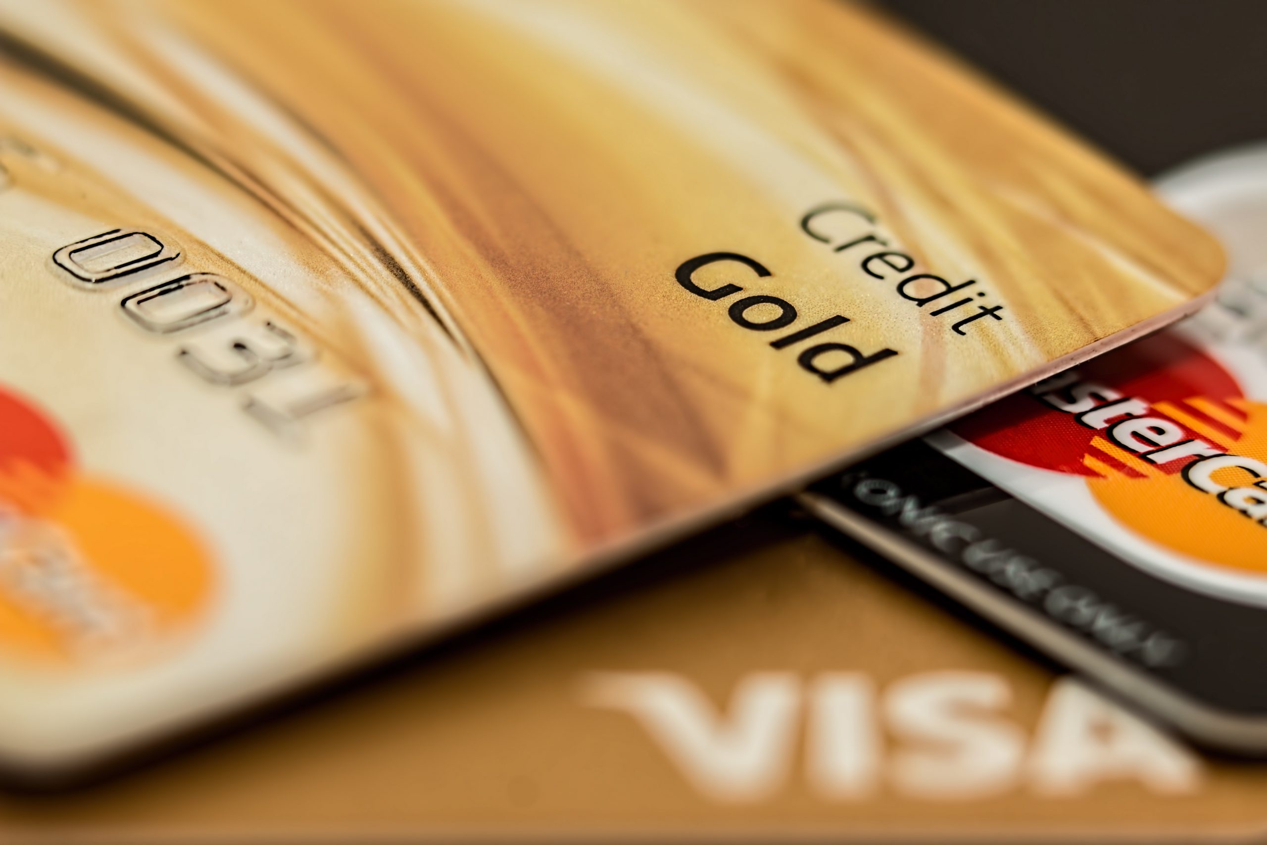 A close up image of credit cards